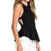 May&Maya Women's Black Open Back with Cut Out Detail Peplum Waist Crop Top