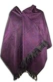 Extra 40% Off Super Soft Baby Alpaca Wool Reversible Shawl Wrap Cape Bright Purple Color