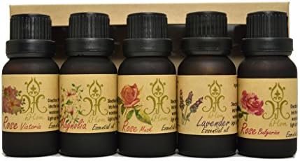 hHom Essential Oil Set 5 International Flower Set (Rose Bulgaria,Rose Victoria,Rose Mask,Magnolia,Lavender)