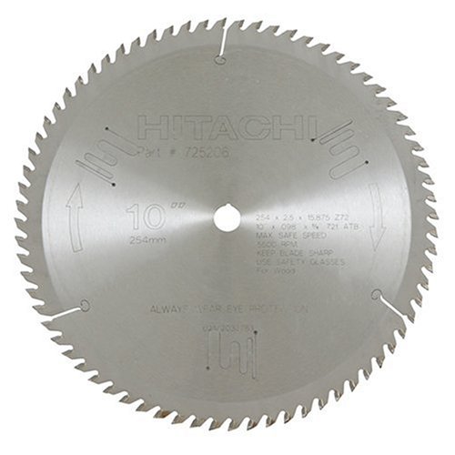Hitachi 725206 10-Inch 72 Tooth ATB Fine Finish Saw Blade with 5/8-Inch Arbor