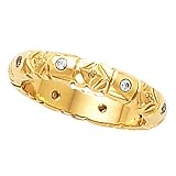 14K Yellow Gold Hand-Engraved Diamond Wedding/Anniversary Band - Size 6