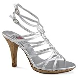 Women's Leah Sandal Color: Silver Metallic Fabric, Size: 8, Width: B (Medium)