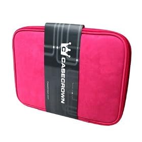 Asus 1002HAE Eee PC Netbook CaseCrown Check Point Friendly Double Memory Foam Laptop Sleeve - Hot Pink Faux Suede