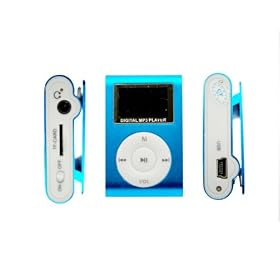 Blue Mini Clip On Metal MP3 Player With LCD Screen + 4GB Micro SD/TF SDHC Card - Part Of The Crazy4fones Accessories Range