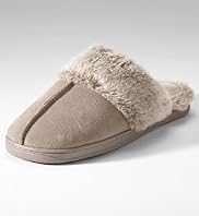 Freshfeet Leather Faux Fur Mule Slippers with Silver Technology