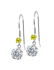 1.13 Ct Round G/H Diamond Canary Diamond 14K White Gold Earrings