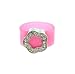 Ring - R53 - Silicone Ring with Flower Shape Crystal Charm - Size 7 (18mm) ~ Pink