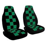 2 black seat covers with black and emerald green checkers, for a 2004 VW Beetle.... by Designcovers