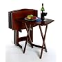 5PC Walnut Finish TV Tray Tables with Stand