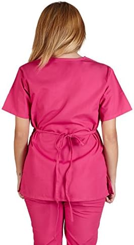Mock Wrap Scrub Set (Large, Hot Pink)