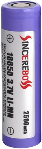Sincereboss 18650 2500mAh 35A Flat Top High Drain Rechargeable Batteries Pack of 1