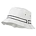 Striped Hat Band Fisherman Bucket Hat - White Black
