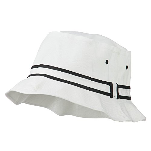 Striped Hat Band Fisherman Bucket Hat - White Black