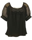 Black Knit Blouse with 3 Flowers