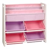 White Storage Unit with Canvas and Plastic Bins by Battat