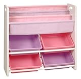 White Storage Unit with Canvas & Plastic Bins