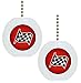 Set of 2 Checkered Flag Solid CERAMIC Fan Pulls