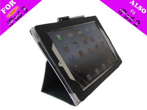 iPearl Leather Folio Case with Stylus for iPad 2 & 3(Black) iPearl Leather Folio Case with Stylus for iPad 2 & 3(Black)