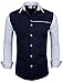 TAM Ware Mens Casual Slim Fit Two-Tone Longsleeve Button Down Shirt