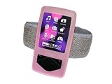 PINK Silicone Skin Case Cover and Sports Gym Jogging Armband for Samsung YP-Q1 MP3 Player 4GB, 8GB & 16GB + Screen Protector