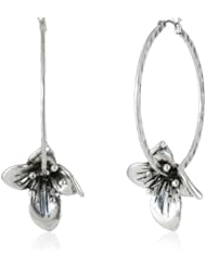 Lucky Brand Silver Orchid Hoop Earrings