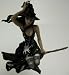 Gothic Witch On Broomstick W/ Black Cat Ornament