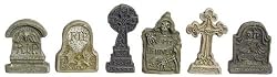 Dollhouse Miniature Set of 6 Aged Resin Tombstones