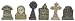 Dollhouse Miniature Set of 6 Aged Resin Tombstones