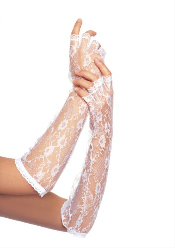 Elbow Length Fingerless Gloves With Ruffle