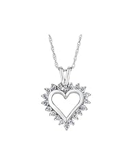 Diamond Heart Pendant Necklace 1/2 Carat (ctw) in Sterling Silver with Chain