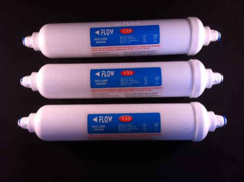 3 Pack Of 6 Month Universal Inline Undersink Water Filter Cartridges Fits All Undersink Systems With 1/4