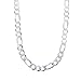 XP Jewelry Figaro Chain Necklace Sterling Silver Diamond-Cut Italian Made - 1mm-8.6mm - Sizes 16 to 30 Inches