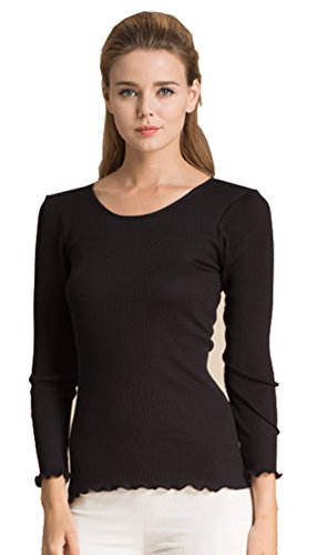 Metway women s silk rib plain new long sleeve t shirt c…