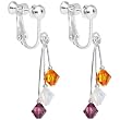 Purple Gold White Crystal Sports Team Clip On Earrings