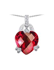 Original Star K (tm) Large 13mm Heart Shaped Created Ruby Designer Pendant in .925 Sterling Silver