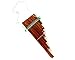Handmade Peruvian Natural Wooden Bamboo Pan Flute Pipe with Multicolored Tribal Print Woven Cotton Strap Woodwind Musical Instrument (Large)