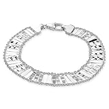 Sterling Silver Stamped Link Bracelet 7