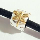 14k Gold Sterling Silver Dragonfly Flower Tube Bead For Pandora Troll Chamilia Biagi European Charm Bracelets
