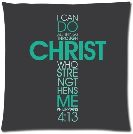 Generic Personalized I Can Do All Things Through Christ Who Strengthens Me Inspirational Quotes ( Grey ) Zippered Throw Pillowcase 18x18 inches (one sides)
