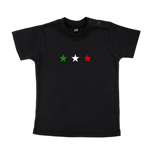 Baby – Kleinkinder T-Shirt – Italien 3 Sterne klein in Grün-Weiß-Rot – Textil black / Motiv farbig Gr. 6-12 Monate