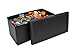 Faux Leather Folding Storage Ottoman Bench Foot Rest Stool Trunk Chest Black 29 7/8