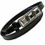 Thin Black Pyramid Chrome Bar Buckle Belt Size Medium