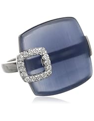 Sterling Silver 11 cttw Synthetic Blue Cats Eye, and Cubic Zirconia Ring