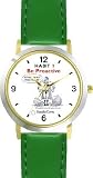 Habit 1 - Proactive Man (English Text) - DELUXE TWO-TONE WATCH from THE 7 HABITS - WATCH COLLECTION BY WATCHBUDDY&reg; - Arabic Numbers - Green Leather Strap-Size-Large ( Men's Size or Jumbo Women's Size )