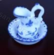 Miniature Blue and White Pitcher and Washbasin in Porcelaine