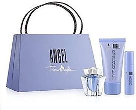 Angel 4 Piece Mini Set (EDP 0.17 oz / 5 ml + 1 oz / 30 ml Perfuming Body Lotion + Perfuming Body Oil 0.17 oz / 5 ml + Carry Purse with handles)
