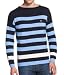 Lacoste Men's Long Sleeve Boat Neck Bar Stripe Cotton Jersey Sweater Blue-Medium