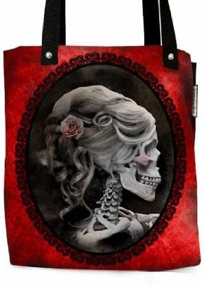Heavy Metal Home Women's Beautiful Forever Love Victorian Style Lolita Skull Cameo Tote Red
