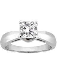 0.90 Ct Princess H/I SI1/SI2 Diamond 14K White Gold Ring