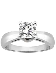 0.90 Ct Princess H/I SI1/SI2 Diamond 18K White Gold Ring